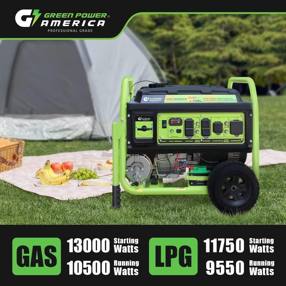 13,000W Dual Fuel Portable Generator, Powered by Gas or Propane, Electric Start, Home Backup & RV Ready 13,000W Dual Fuel Portable Generator, Powered by Gas or Propane, Electric Start, Home Backup & RV Ready