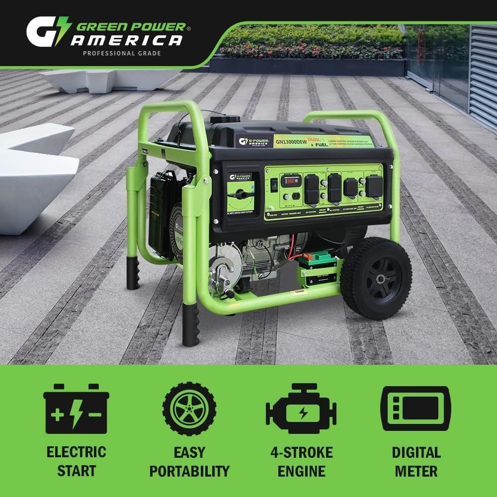 13,000W Dual Fuel Portable Generator, Powered by Gas or Propane, Electric Start, Home Backup & RV Ready 13,000W Dual Fuel Portable Generator, Powered by Gas or Propane, Electric Start, Home Backup & RV Ready
