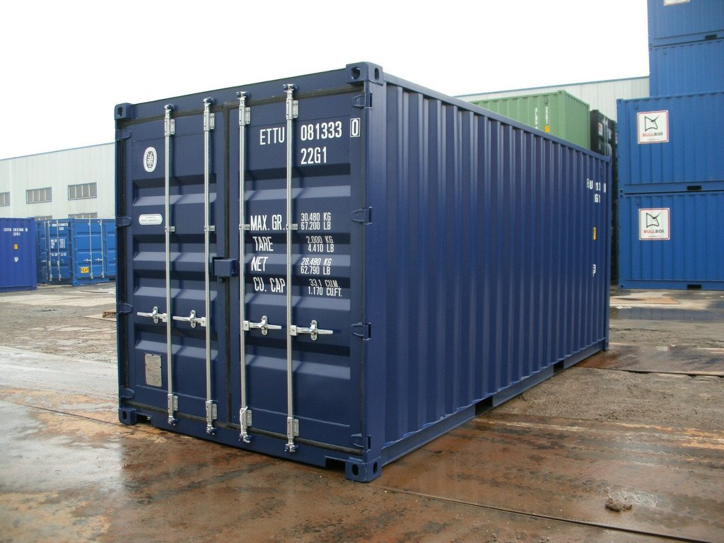20 Fuß Container, kobaltblau 20 Fuß Container, kobaltblau