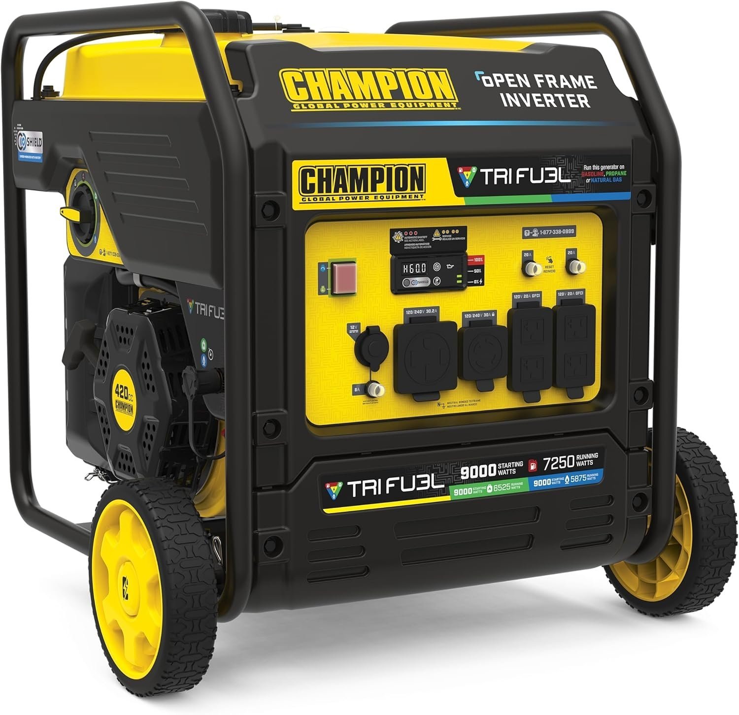 Champion 201176 9000W Tri-Fuel Open Frame Inverter Generator Champion 201176 9000W Tri-Fuel Open Frame Inverter Generator