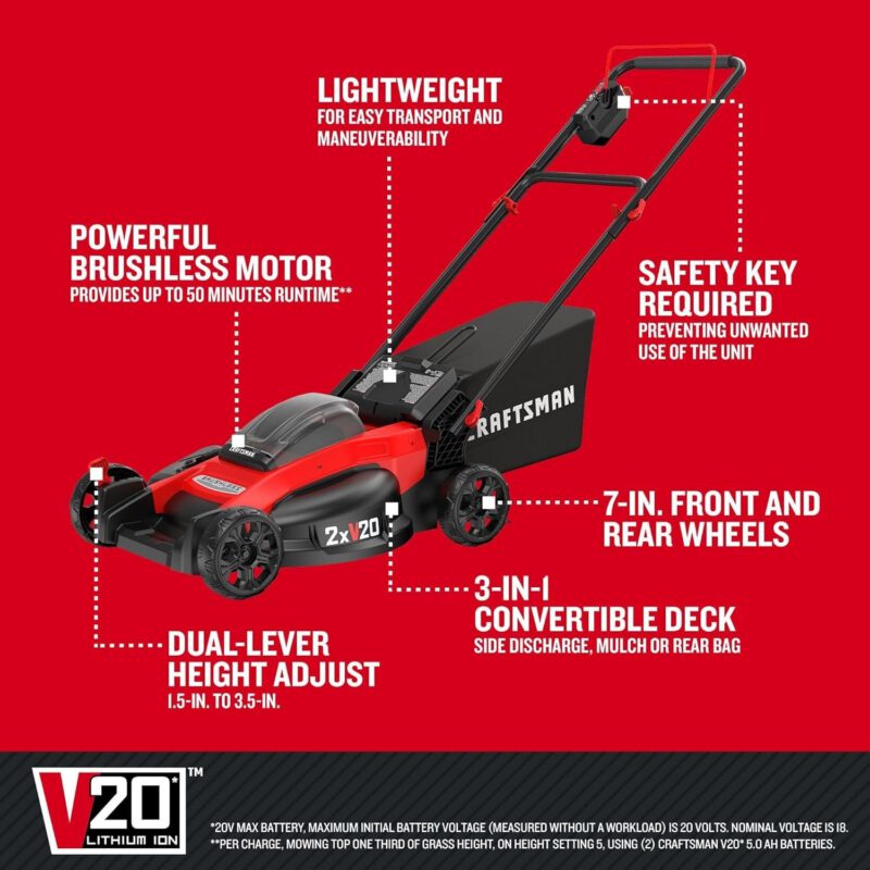 CRAFTSMAN V20 Lawn Mower, Push Mower