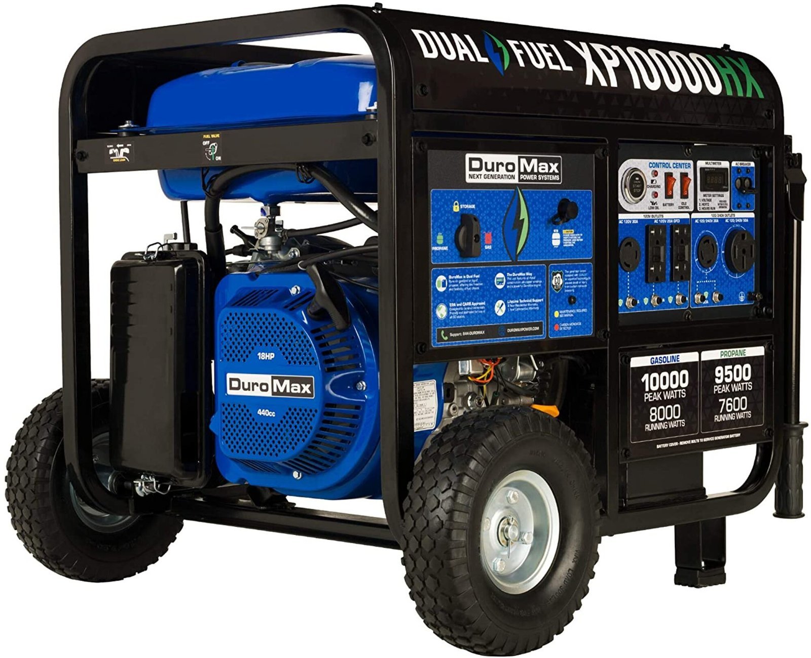 DuroMax XP10000HX 10,000 Watt Portable Dual Fuel Generator DuroMax XP10000HX 10,000 Watt Portable Dual Fuel Generator