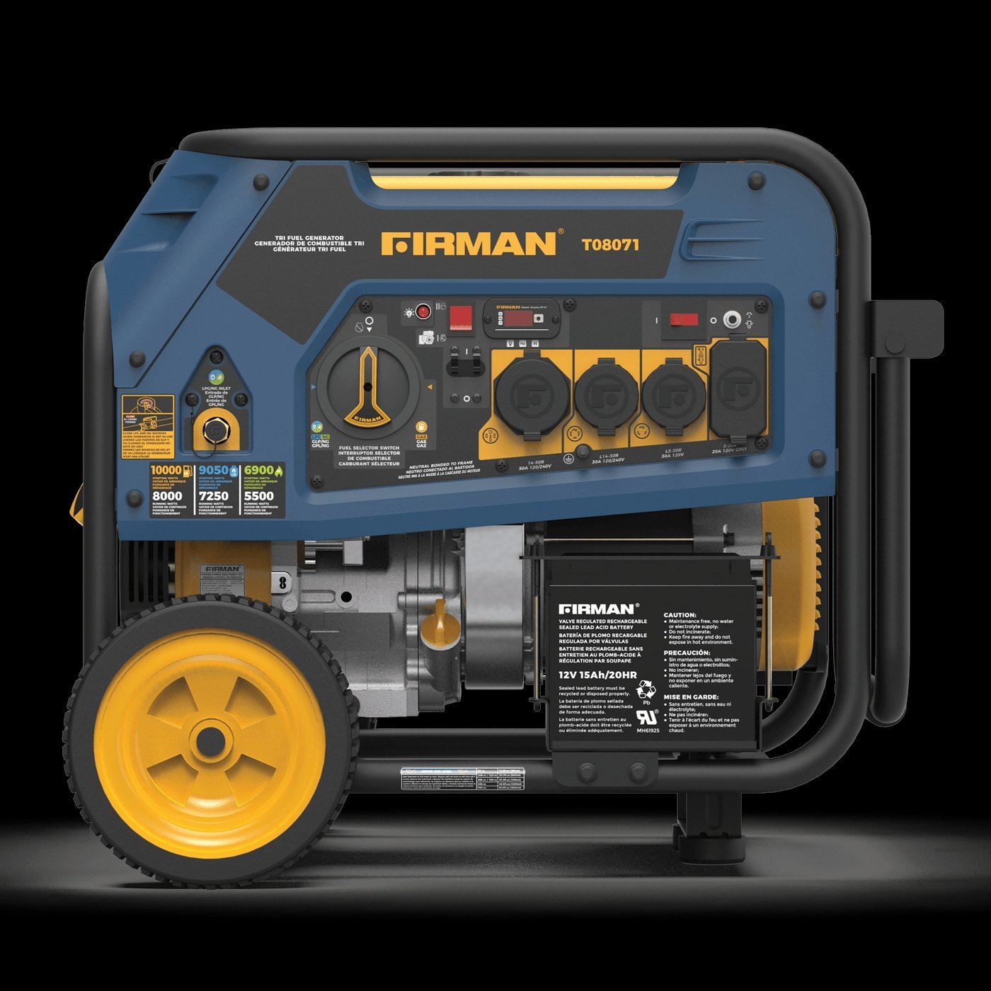 Generator 8000W/ 10,000W Tri Fuel Electric Start 120V/240V with Wheel Kit Generator 8000W/ 10,000W Tri Fuel Electric Start 120V/240V with Wheel Kit