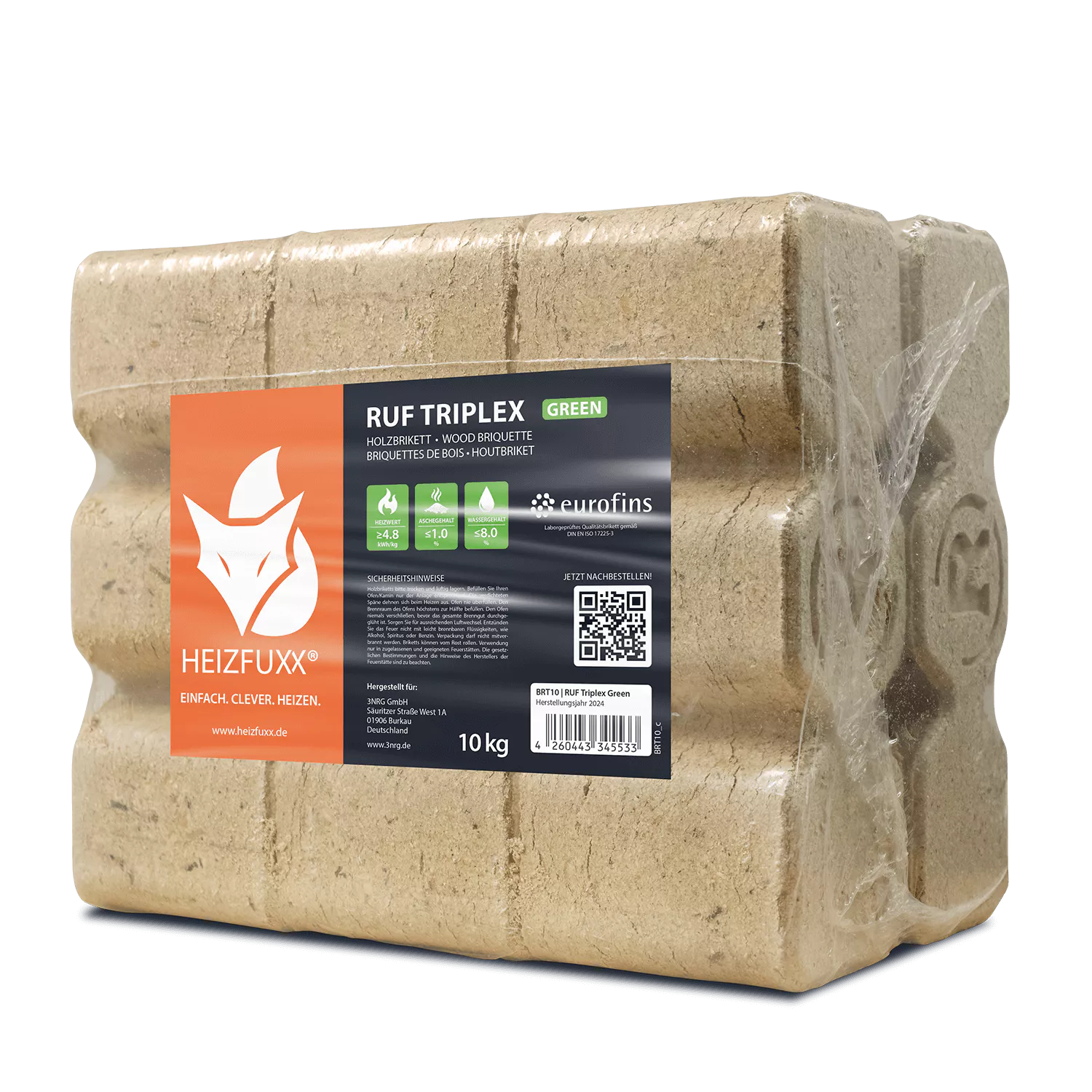 Holzbriketts RUF Triplex Green 96 x 10 kg Holzbriketts RUF Triplex Green 96 x 10 kg