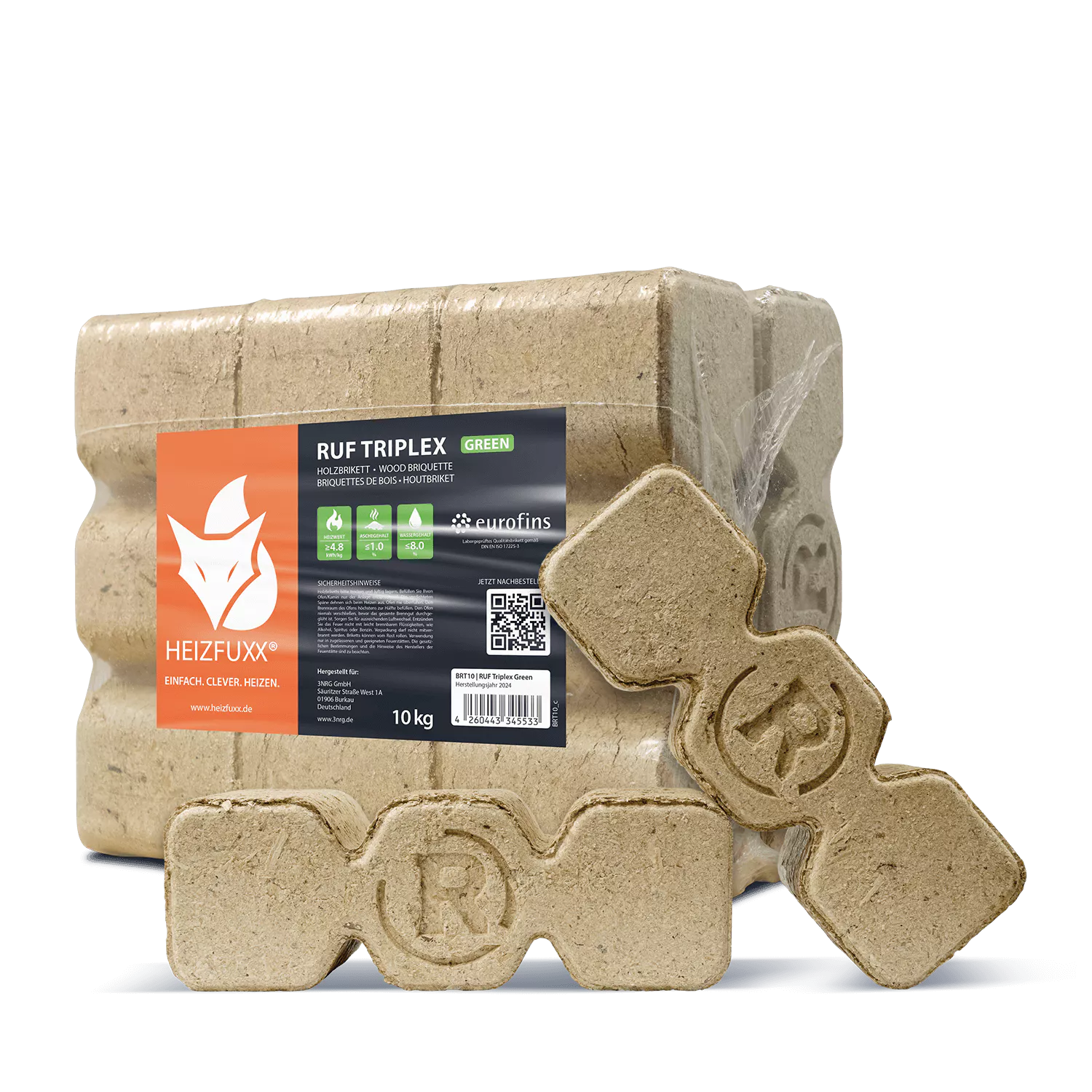 Holzbriketts RUF Triplex Green 96 x 10 kg Holzbriketts RUF Triplex Green 96 x 10 kg