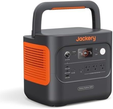 Jackery Explorer 2000 v2 Portable Power Station, 2042Wh LiFePO4 Home Backup Battery, 2200W Solar Generator, USB-C PD 100W Fast Charging for Emergencies, Power Outages,...
