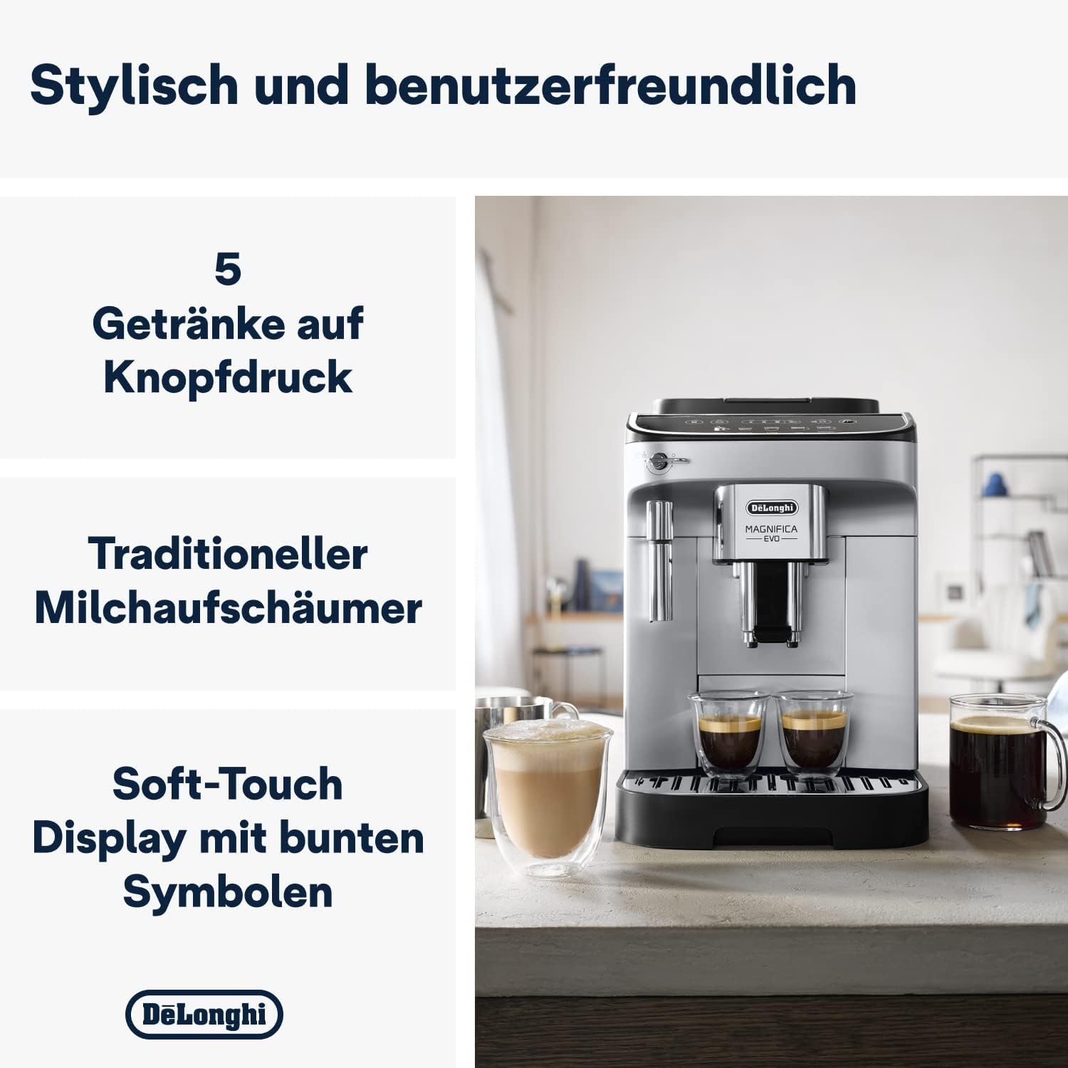 Kaffeevollautomat De’Longhi ECAM292.33.SB Magnifica Evo Silber und Schwarz Kaffeevollautomat De’Longhi ECAM292.33.SB Magnifica Evo Silber und Schwarz