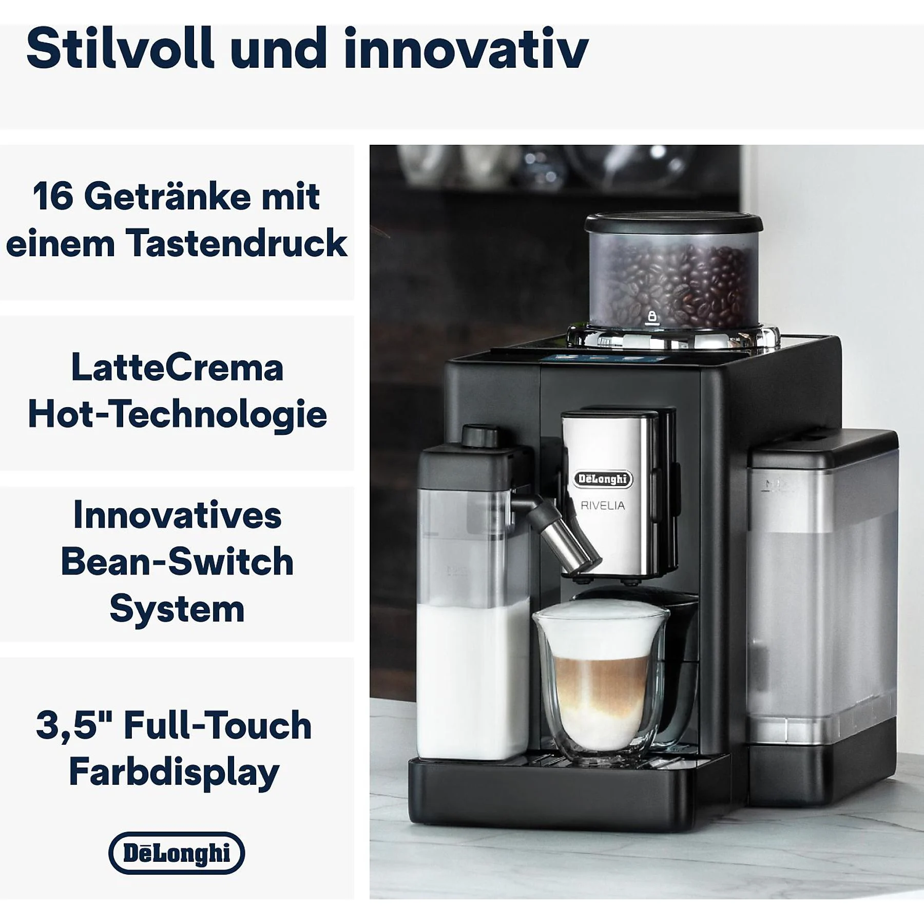 Kaffeevollautomat De’Longhi EXAM440.55.B Rivelia Milk Schwarz Kaffeevollautomat De’Longhi EXAM440.55.B Rivelia Milk Schwarz