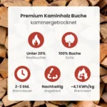 Kaminholz Buche kammergetrocknet | 1 RM ( Scheitlänge 25 cm )