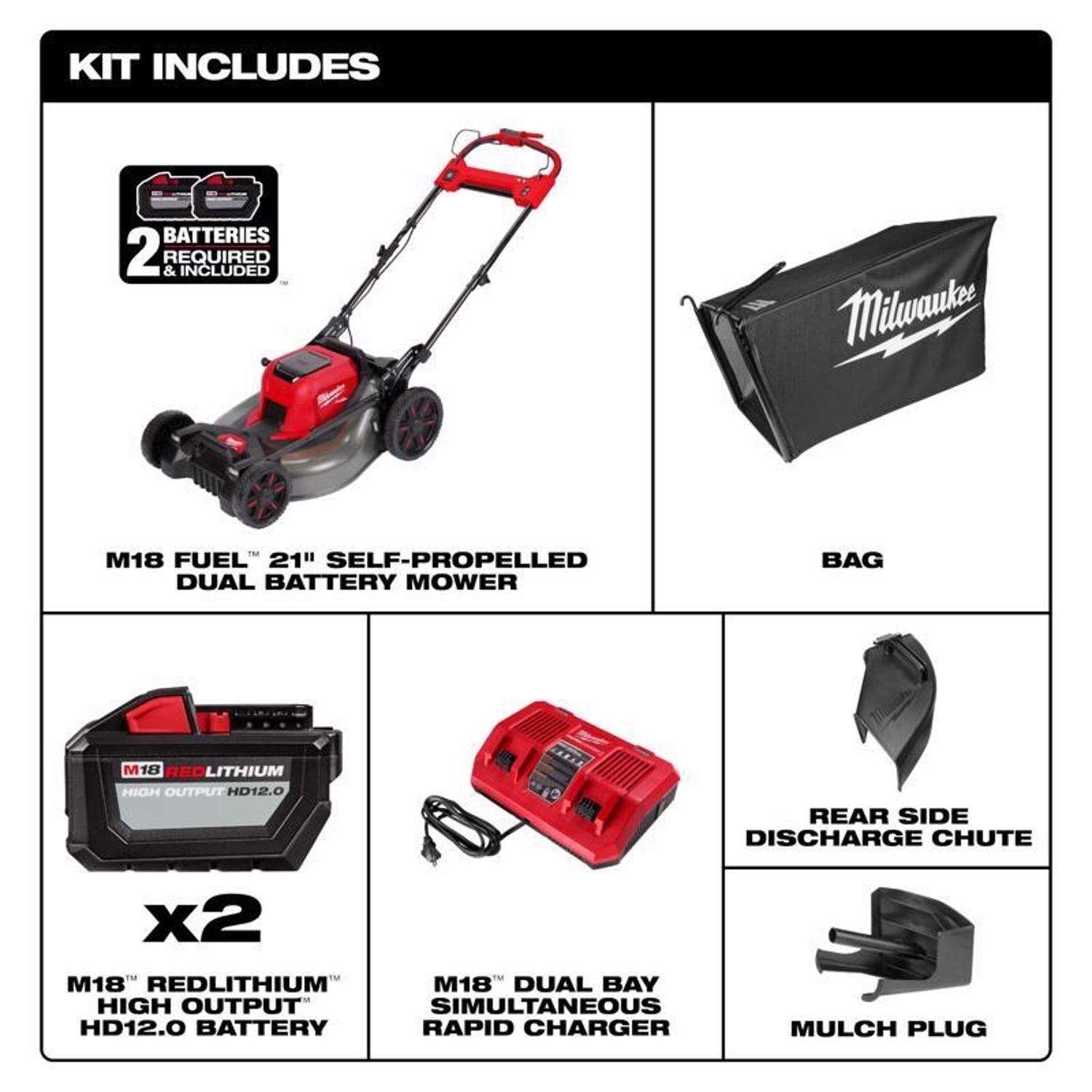 Milwaukee 2823-22HD M18 FUEL Self-Propelled Dual Battery Mower Kit Milwaukee 2823-22HD M18 FUEL Self-Propelled Dual Battery Mower Kit