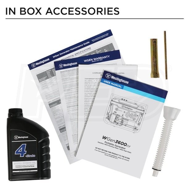 Westinghouse WGen3600cv - 3600 Watt Portable Generator w/ RV Outlet & CO Sensor (49-State) Westinghouse WGen3600cv - 3600 Watt Portable Generator w/ RV Outlet & CO Sensor (49-State)