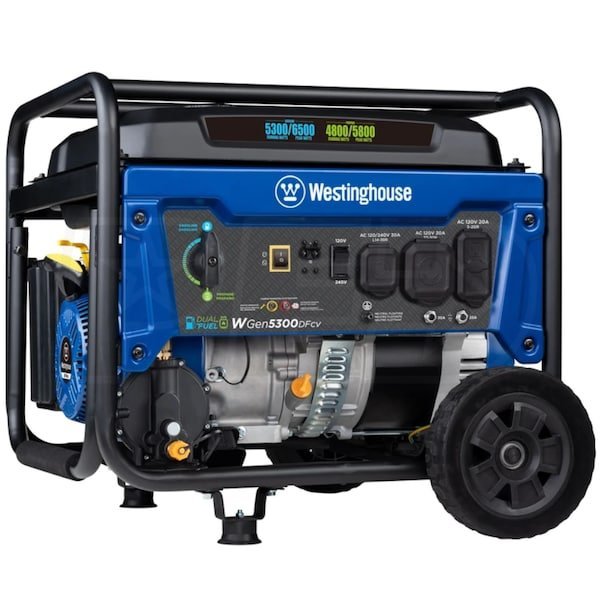 Westinghouse WGen5300DFcv - 5300 Watt Dual-Fuel Portable Generator w/ RV Outlet & CO Sensor (49-State)